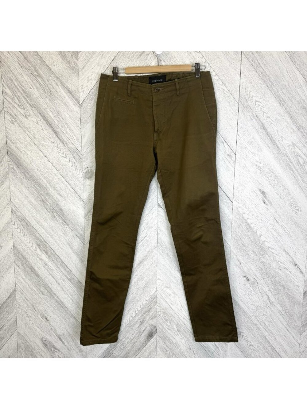 Wings + Horns Chino Pants Mens Size 31 Olive Green Button Fly 32" Inseam